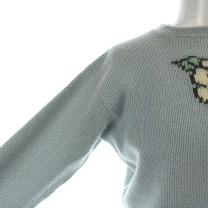 Chanel 95A Vintage Cashmere Knit Sweater Camellia CC Logo Long Sleeve 40 M Blue — view 4