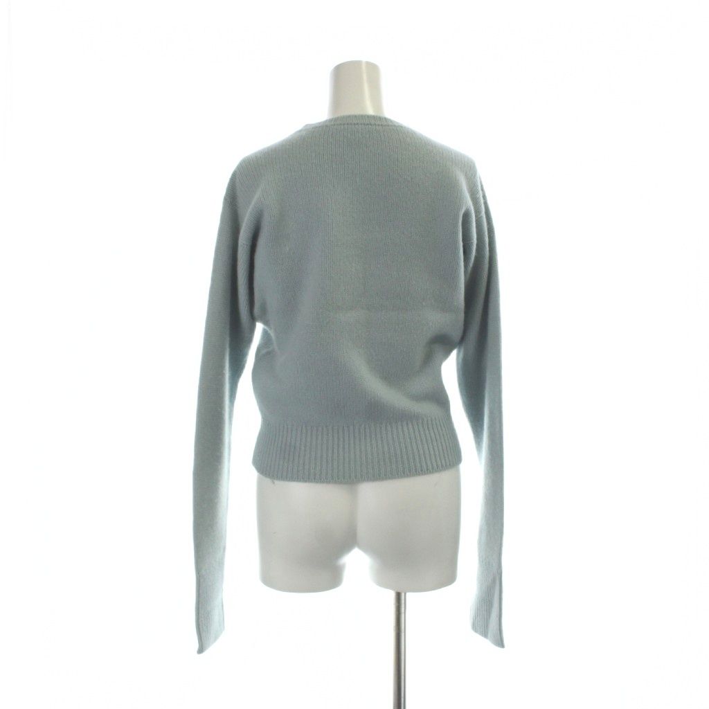 Chanel 95A Vintage Cashmere Knit Sweater Camellia CC Logo Long Sleeve 40 M Blue — view 2