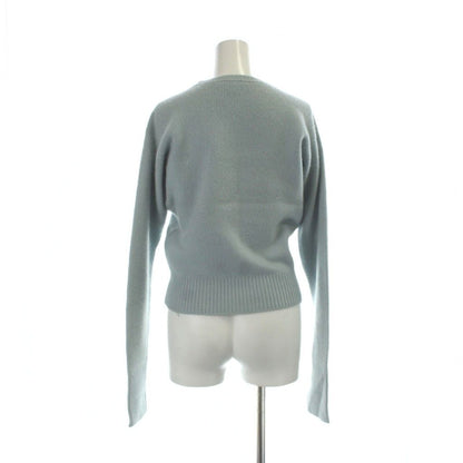 Chanel 95A Vintage Cashmere Knit Sweater Camellia CC Logo Long Sleeve 40 M Blue — view 2
