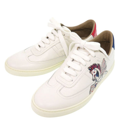 Hermes Low-Cut Sneakers Quicker Pegasus Pop Leather White 36