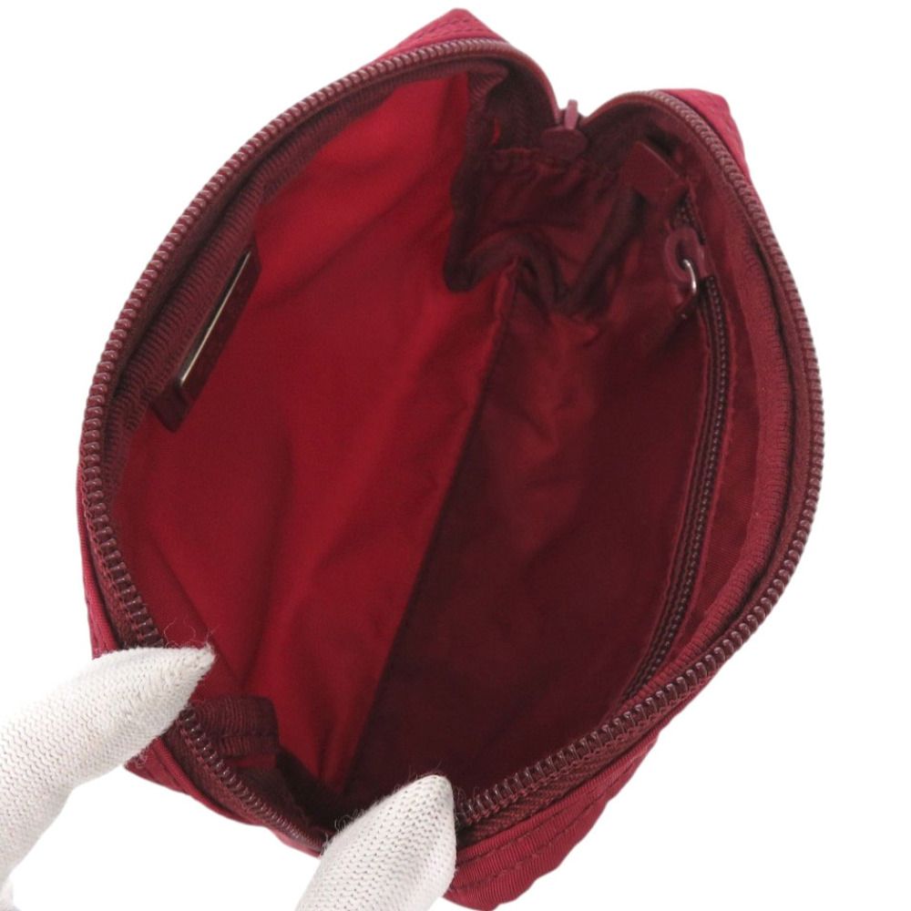 Prada Triangle Logo Nylon Red Makeup Pouch — view 5