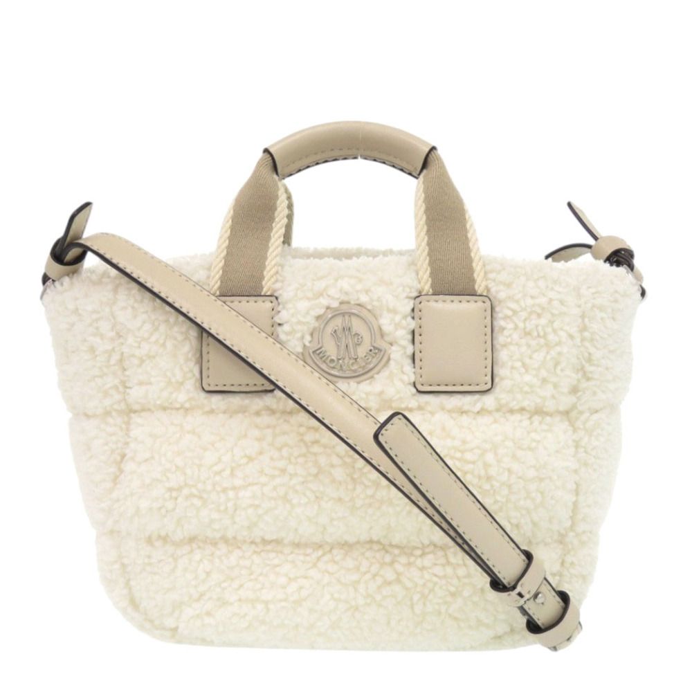 Moncler Micro Caradoc Fleece White 2-Way Handbag Shoulder Strap
