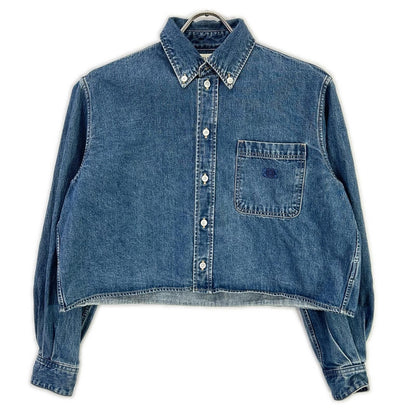 Celine Blue Cotton 100 Union O-chien Wash Denim Cropped Shirt XS