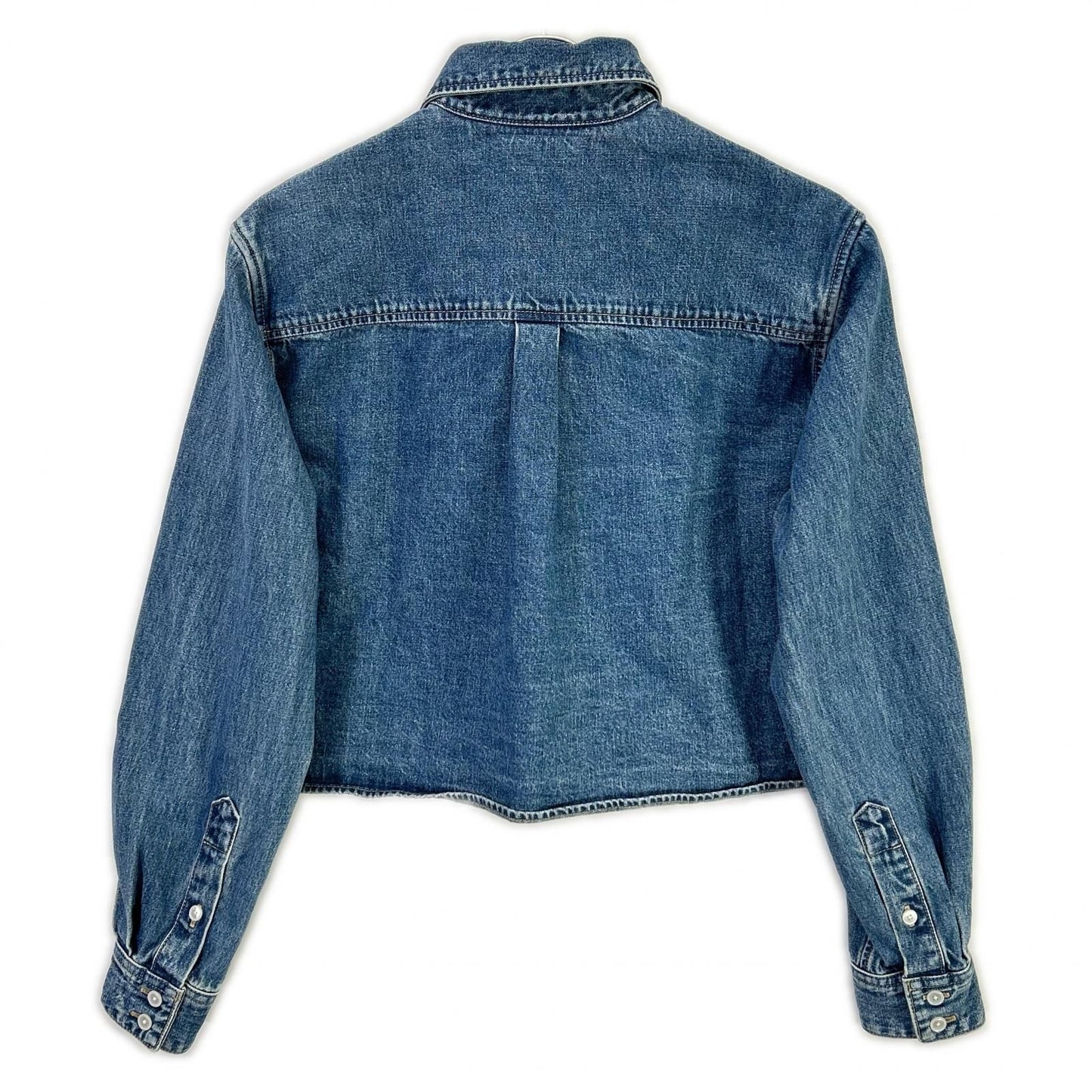 Celine Blue Cotton 100 Union O-chien Wash Denim Cropped Shirt XS — view 2