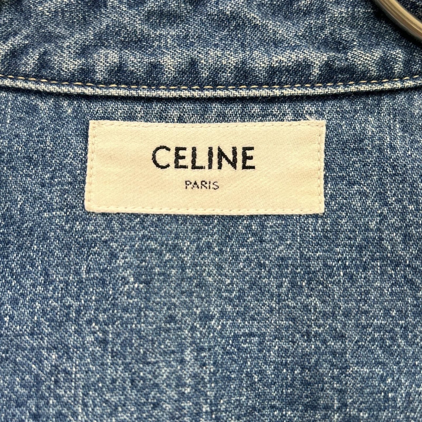 Celine Blue Cotton 100 Union O-chien Wash Denim Cropped Shirt XS — view 4
