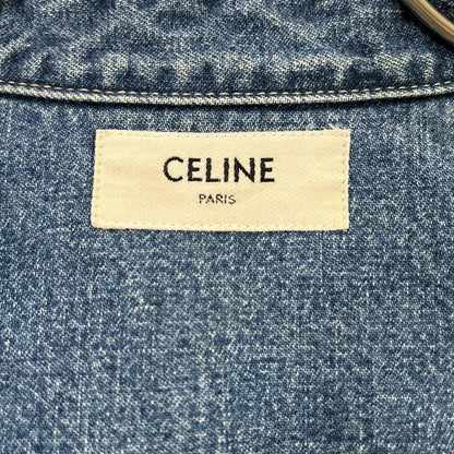 Celine Blue Cotton 100 Union O-chien Wash Denim Cropped Shirt XS — view 4
