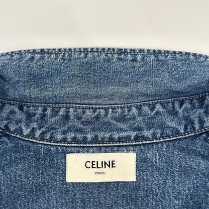 Celine Blue Cotton 100 Union O-chien Wash Denim Cropped Shirt XS — view 7