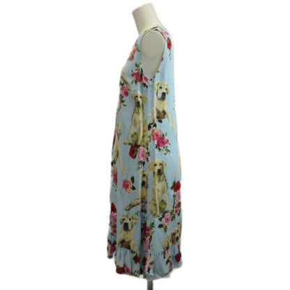 Dolce & Gabbana Dress Sleeveless Knee Length Ruffle Dog Labrador Rose Print — view 2