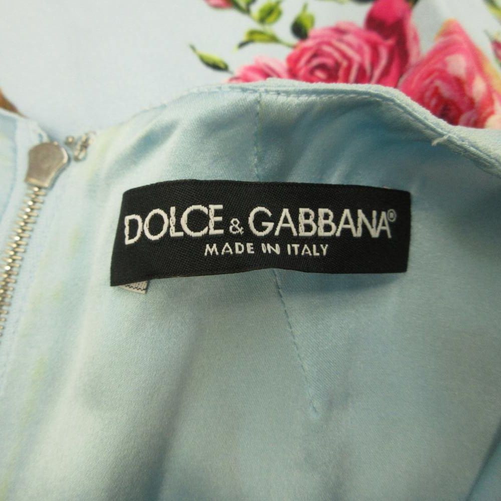 Dolce & Gabbana Dress Sleeveless Knee Length Ruffle Dog Labrador Rose Print — view 4