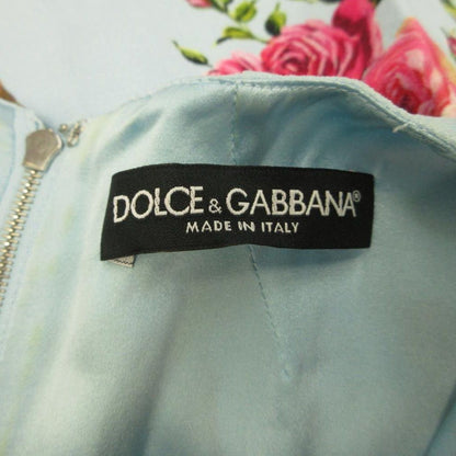 Dolce & Gabbana Dress Sleeveless Knee Length Ruffle Dog Labrador Rose Print — view 4