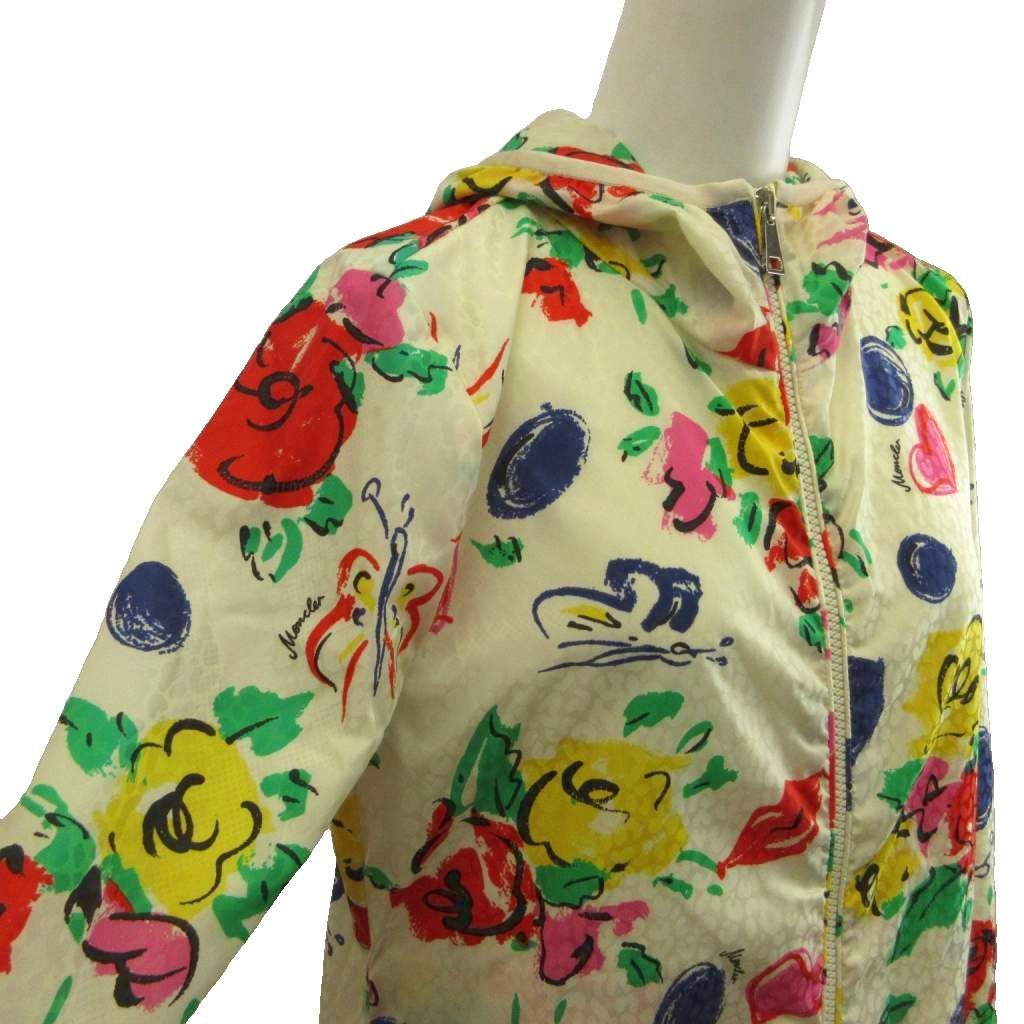 Moncler Vive Giubbotto Nylon Hoodie Zip Up Heart Floral Lip All Over Logo 00 XS — view 5
