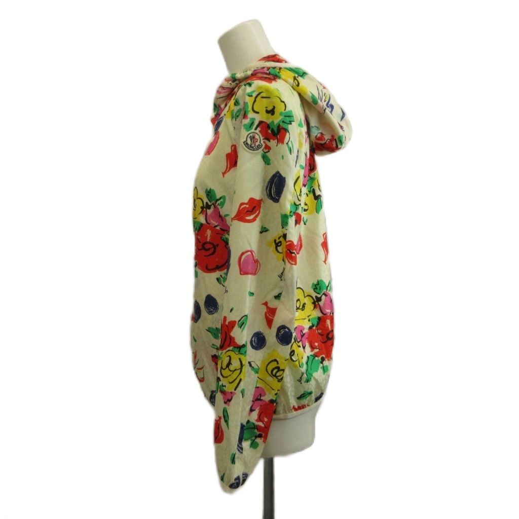 Moncler Vive Giubbotto Nylon Hoodie Zip Up Heart Floral Lip All Over Logo 00 XS — view 2