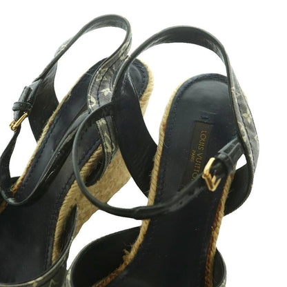 Louis Vuitton Wedge Sole Sandals Strap Monogram Canvas Espadouille Beige 36.5 — view 4