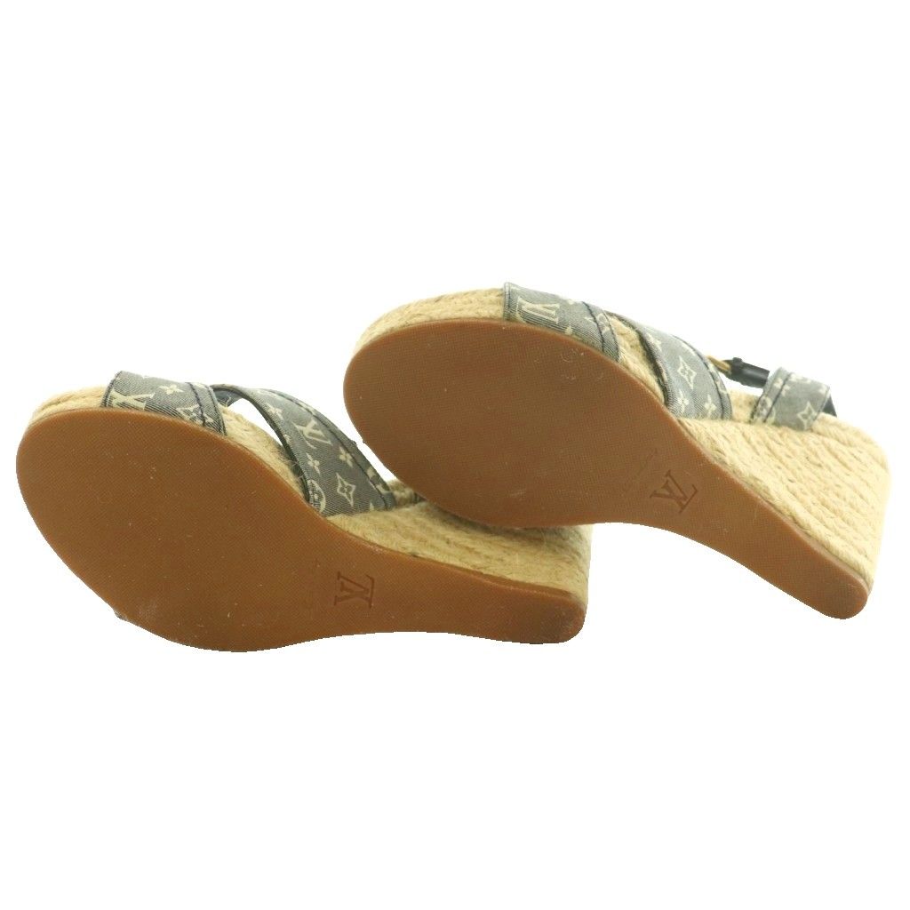 Louis Vuitton Wedge Sole Sandals Strap Monogram Canvas Espadouille Beige 36.5 — view 6