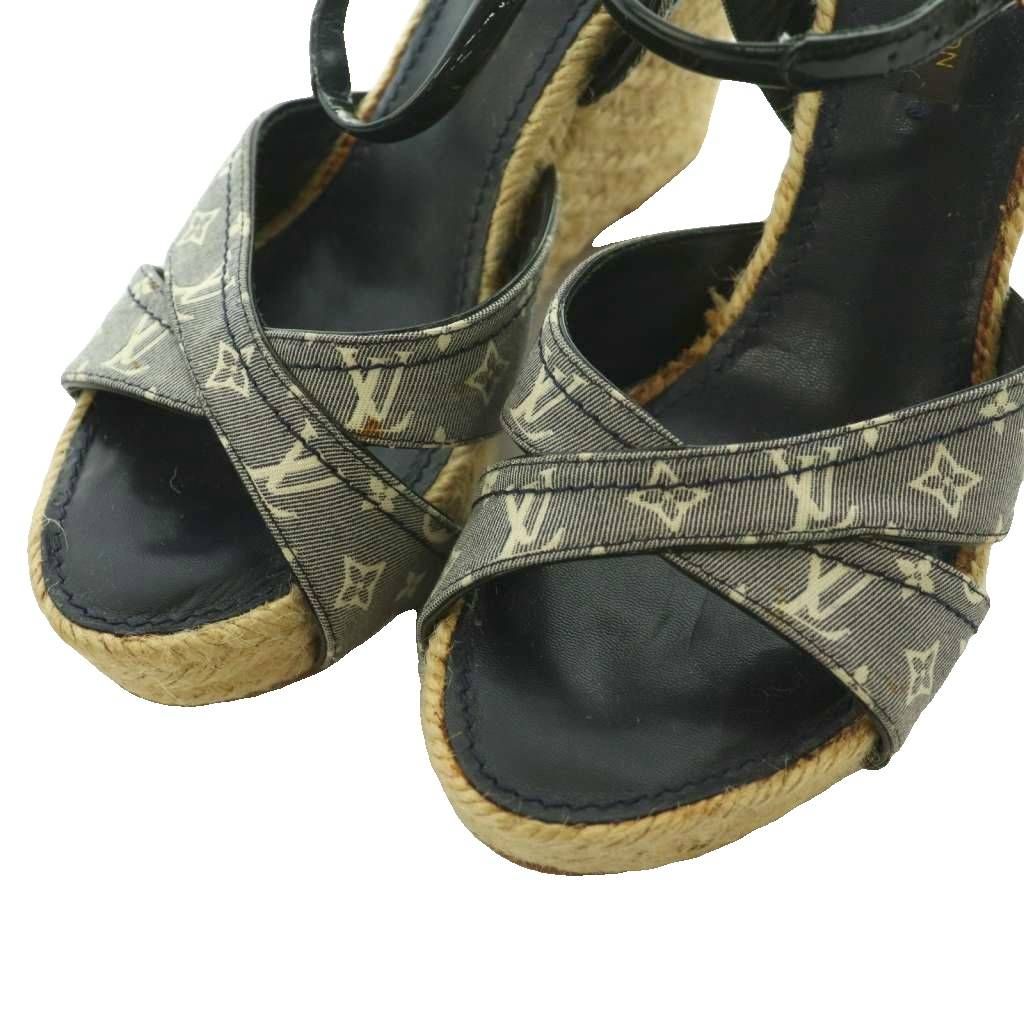 Louis Vuitton Wedge Sole Sandals Strap Monogram Canvas Espadouille Beige 36.5 — view 3