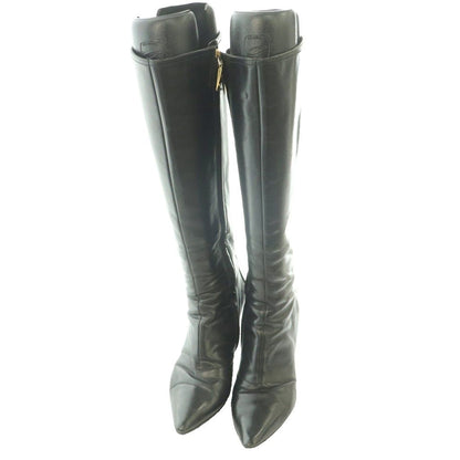 Louis Vuitton Pointed Toe Long Boots Stiletto Heels One Leather Black SS 37 — view 5
