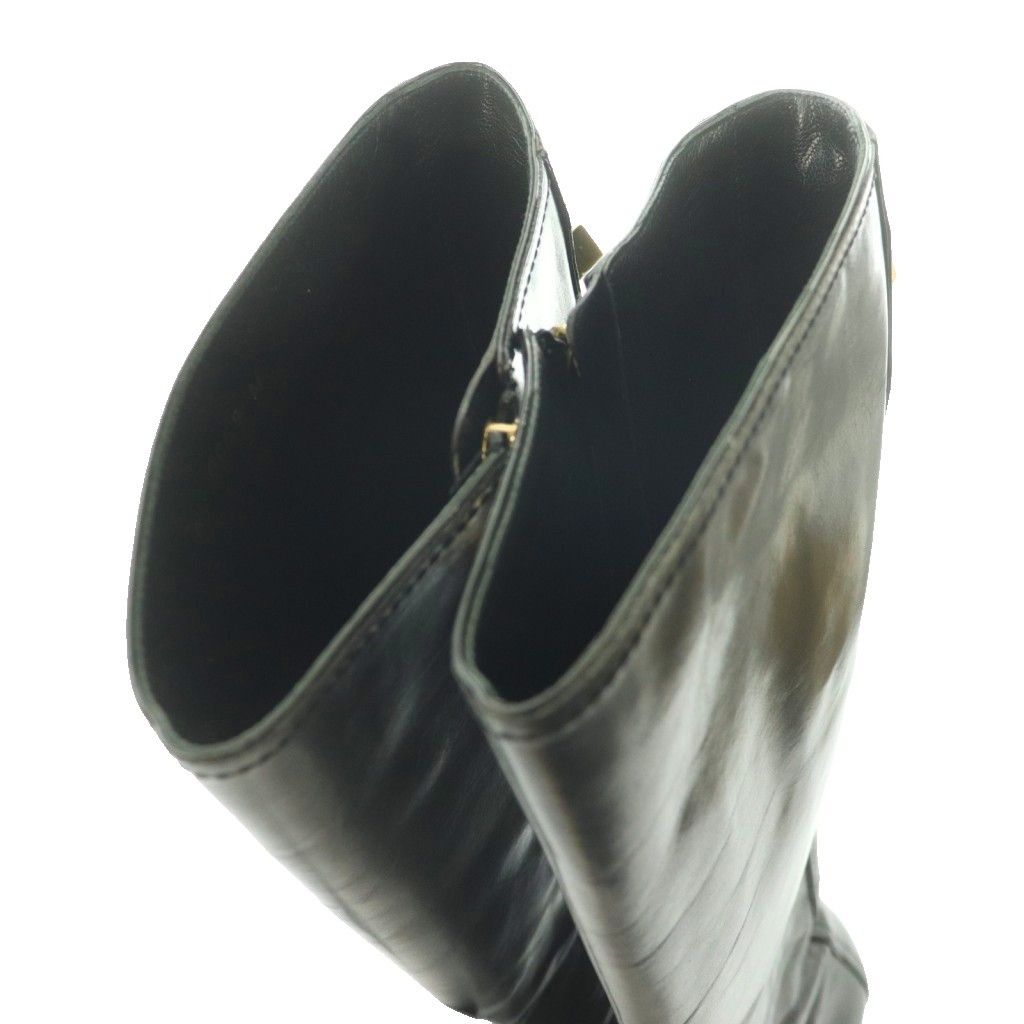 Louis Vuitton Pointed Toe Long Boots Stiletto Heels One Leather Black SS 37 — view 4