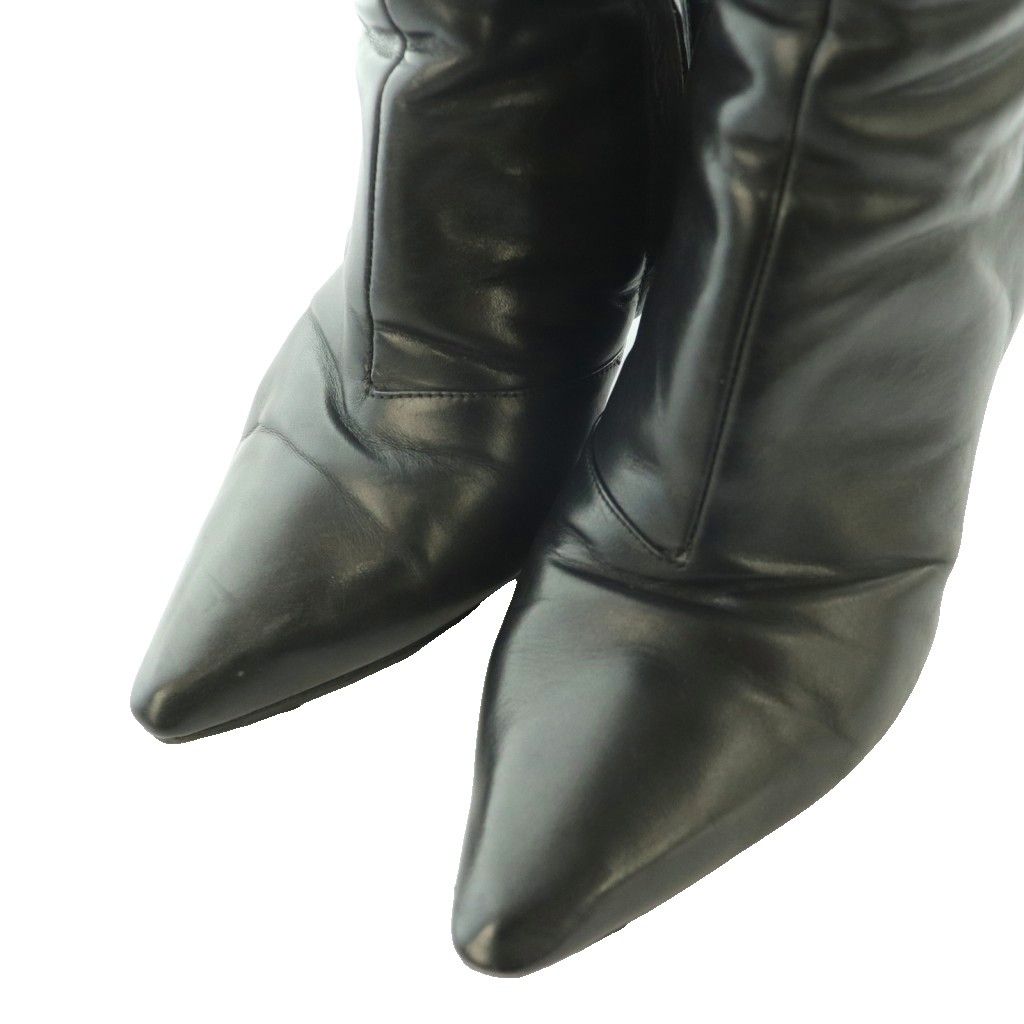 Louis Vuitton Pointed Toe Long Boots Stiletto Heels One Leather Black SS 37 — view 3
