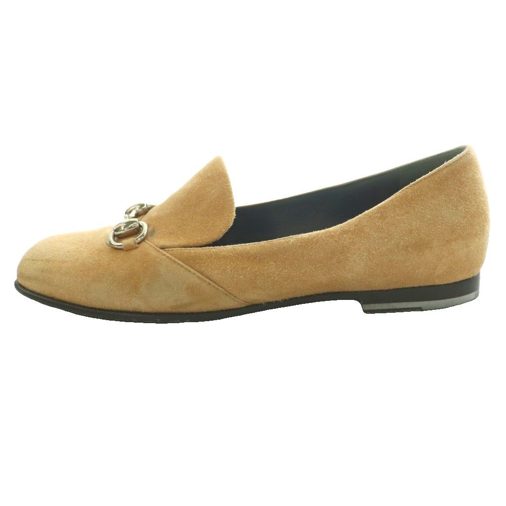 Gucci Horsebit Loafers Suede Low Heels Square Toe Beige SS 36 — view 2