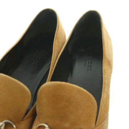 Gucci Horsebit Loafers Suede Low Heels Square Toe Beige SS 36 — view 4