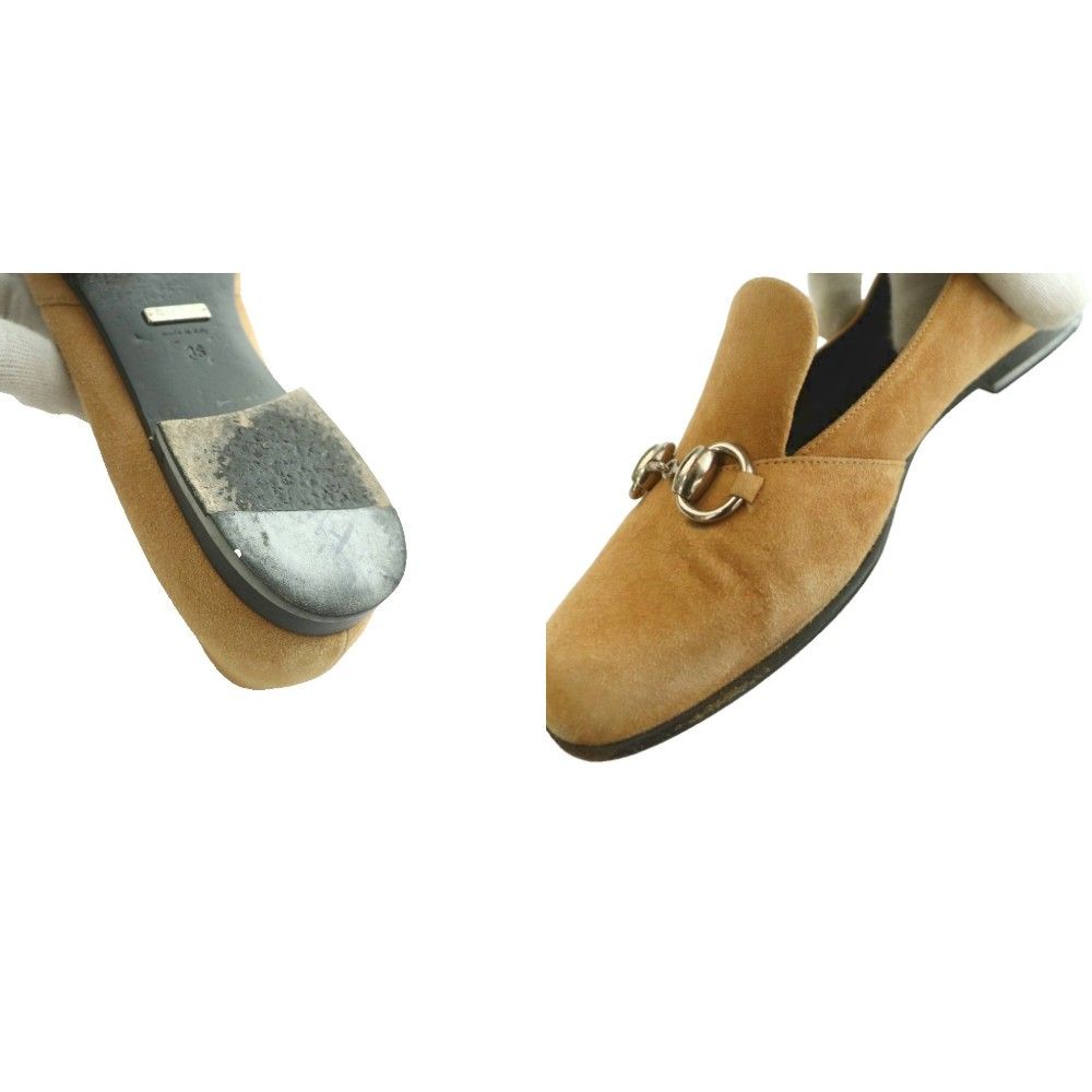 Gucci Horsebit Loafers Suede Low Heels Square Toe Beige SS 36 — view 8