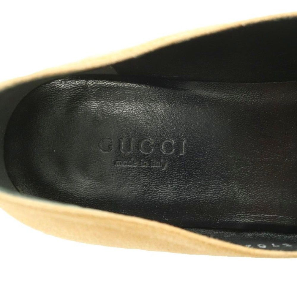 Gucci Horsebit Loafers Suede Low Heels Square Toe Beige SS 36 — view 7