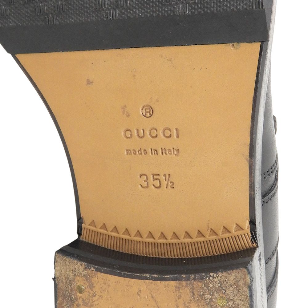 Gucci Leather Strap Biker Boots with Fleece Black 35.5 — view 8
