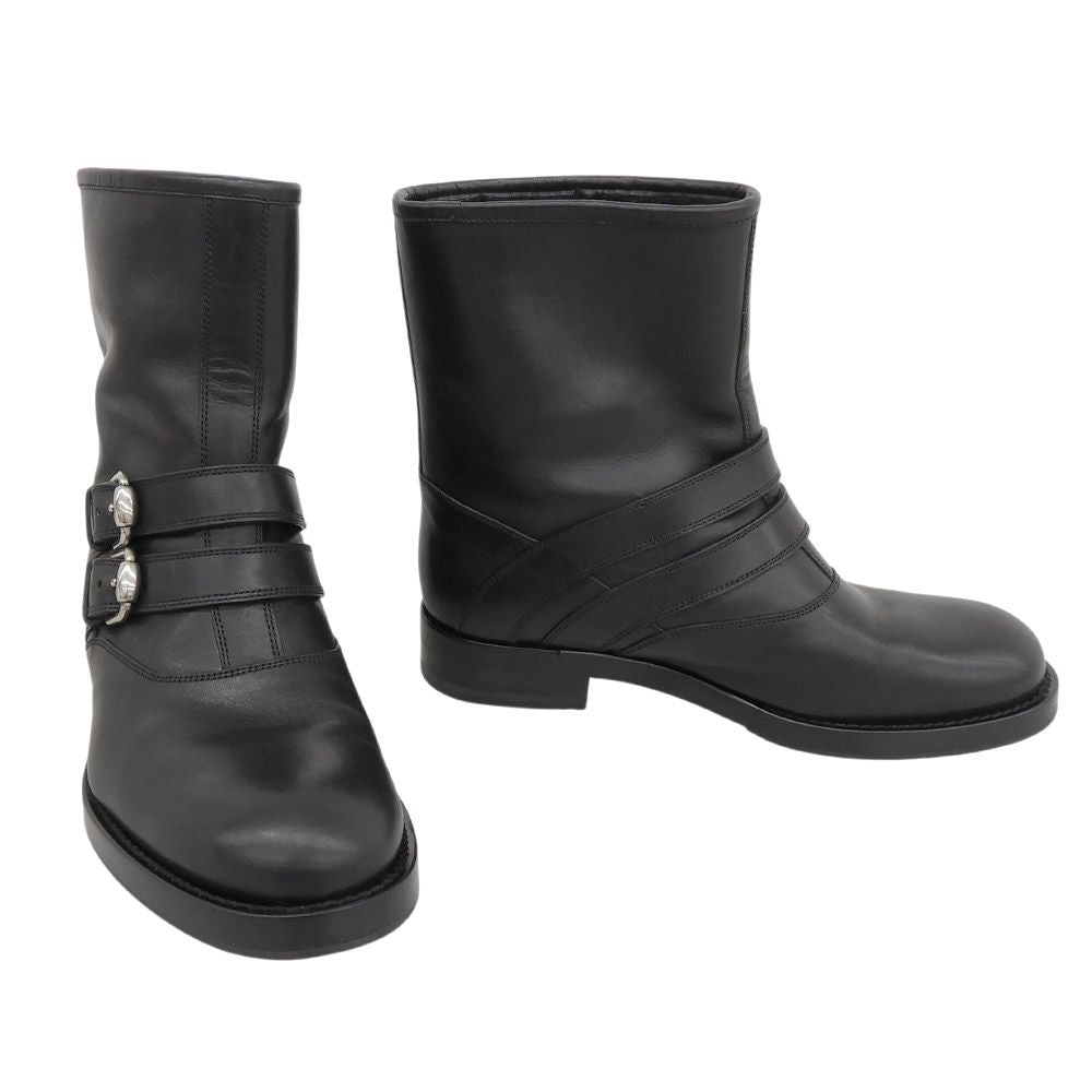 Gucci Leather Strap Biker Boots with Fleece Black 35.5 — view 2