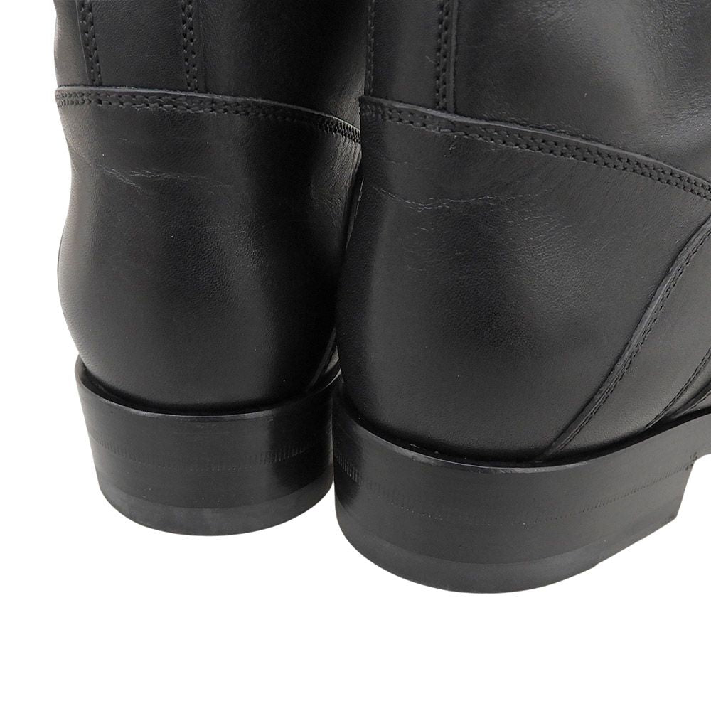 Gucci Leather Strap Biker Boots with Fleece Black 35.5 — view 4