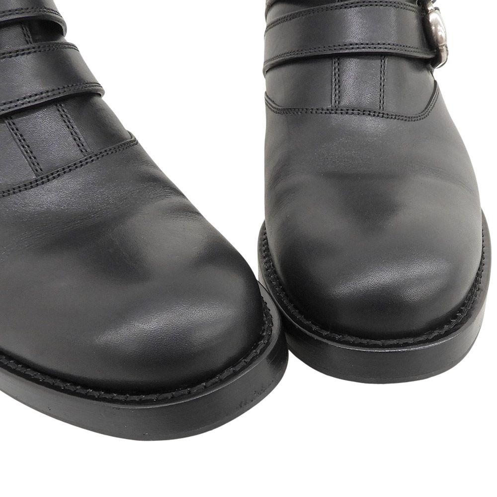 Gucci Leather Strap Biker Boots with Fleece Black 35.5 — view 3