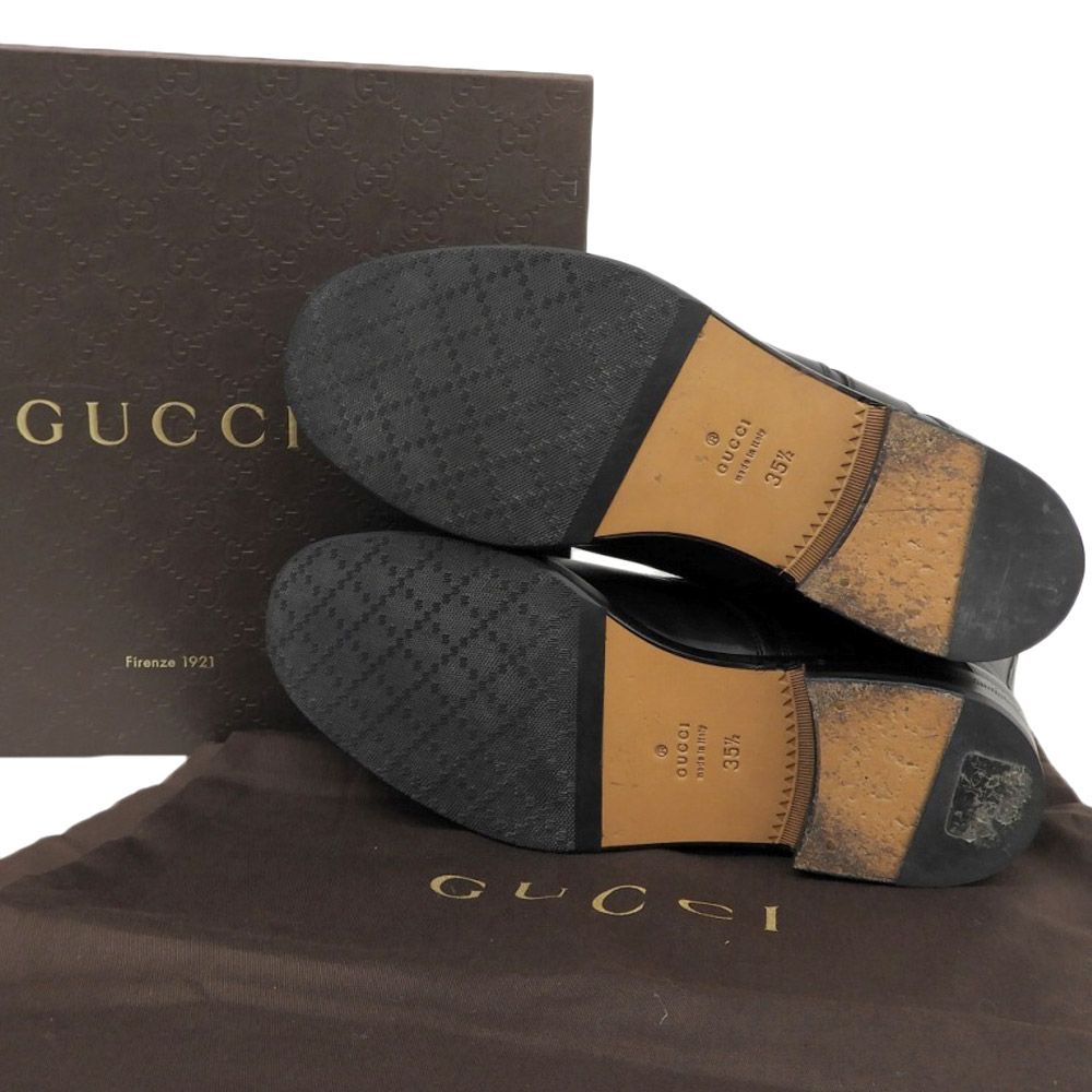 Gucci Leather Strap Biker Boots with Fleece Black 35.5 — view 7