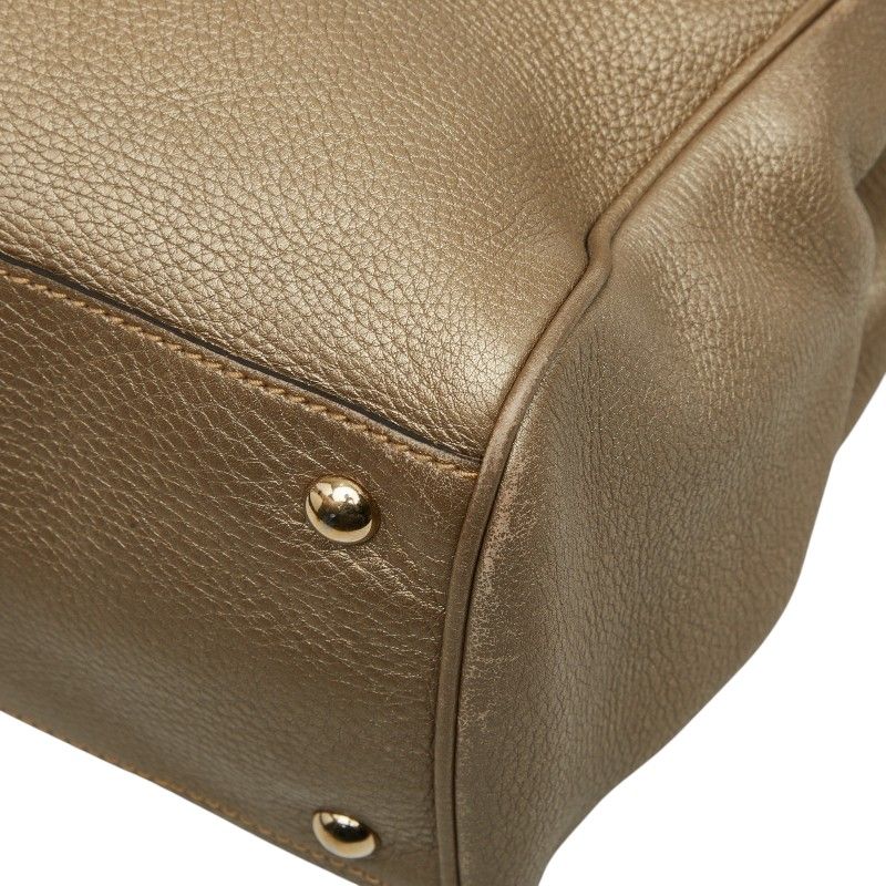 Gucci Bamboo 2-Way Shoulder Bag Gold Brown Leather — view 6