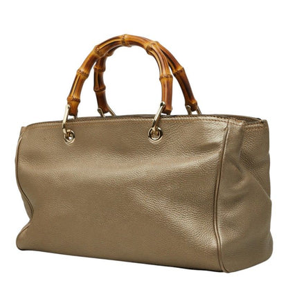 Gucci Bamboo 2-Way Shoulder Bag Gold Brown Leather — view 2