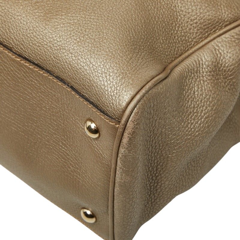 Gucci Bamboo 2-Way Shoulder Bag Gold Brown Leather — view 4