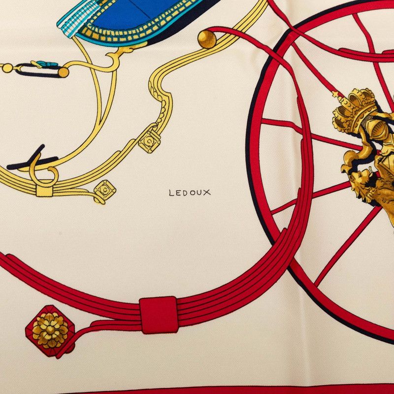 Hermes Carre 90 Spring Scarf Large White Multicolor Silk — view 5