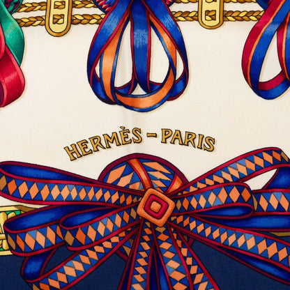 Hermes Carre 90 Les Rubans du Cheval Horse Ribbon Decoration Scarf Large Navy — view 8