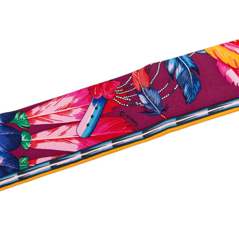 Hermes Twilly Brazil Scarf Purple Multicolor Silk — view 3