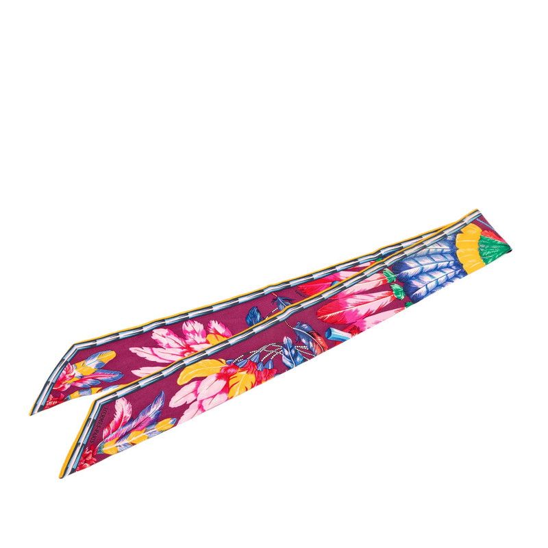 Hermes Twilly Brazil Scarf Purple Multicolor Silk