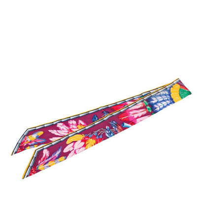 Hermes Twilly Brazil Scarf Purple Multicolor Silk