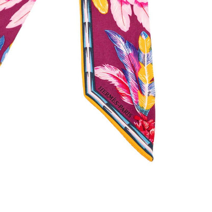 Hermes Twilly Brazil Scarf Purple Multicolor Silk — view 2