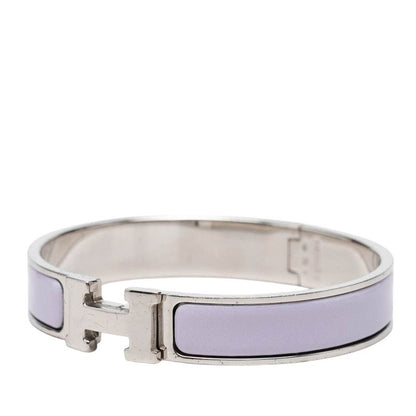 Hermes Clic H GM Enamel Bracelet Bangle Purple Silver Metal — view 2