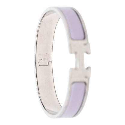 Hermes Clic H GM Enamel Bracelet Bangle Purple Silver Metal — view 4