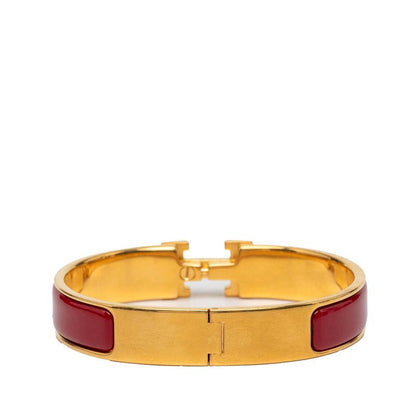 Hermes Clic H PM Enamel Bracelet Red Gold Plated — view 3