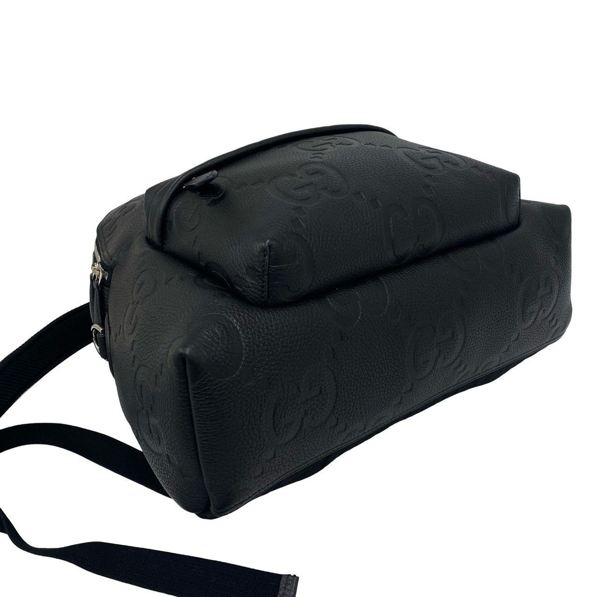 Gucci Jumbo GG Logo Leather Backpack Black — view 7