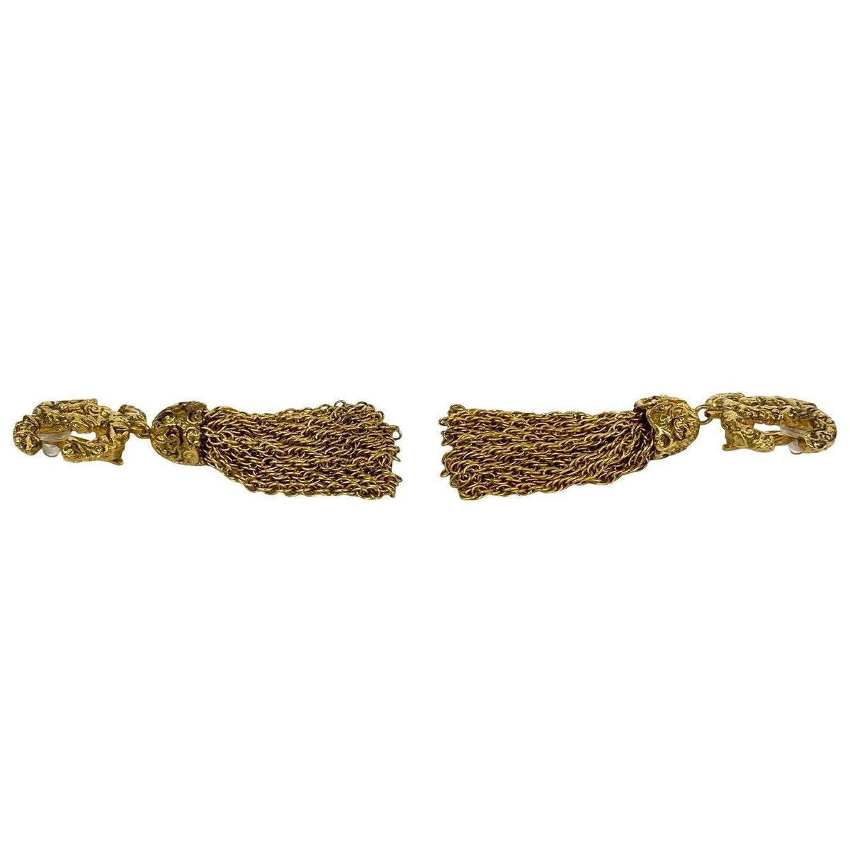 Chanel 93A With Rice Vintage CC Logo Tassel Earrings Gold — view 4