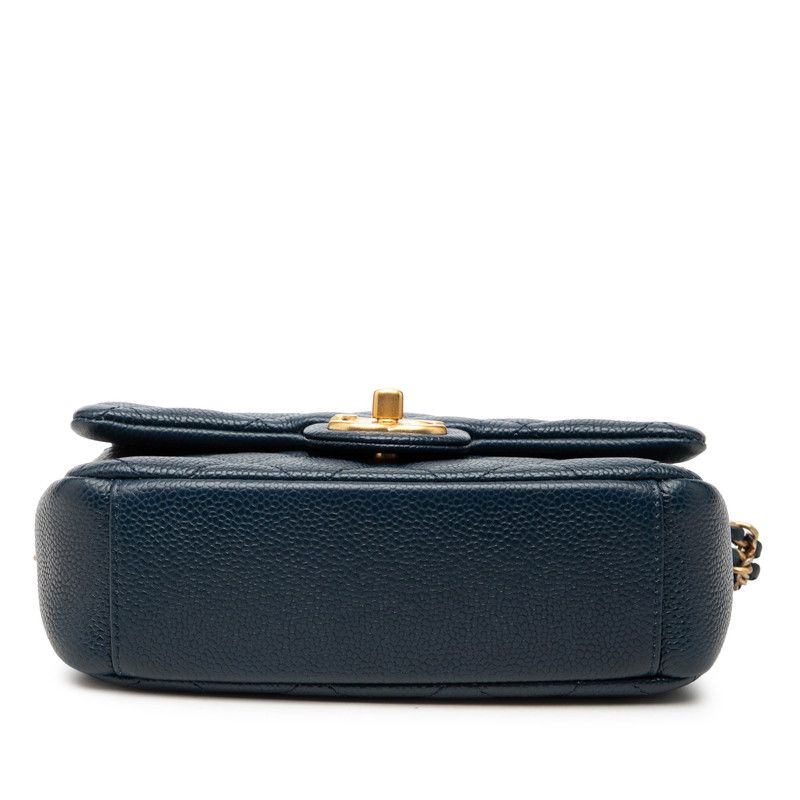 Chanel Quilted CC Logo Crossbody Chain Shoulder Bag Navy Caviar Leather — view 3