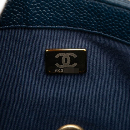 Chanel Quilted CC Logo Crossbody Chain Shoulder Bag Navy Caviar Leather — view 6