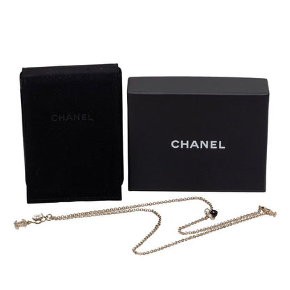 Chanel CC Logo Flower Motif Necklace Gold Black White Plated Faux Pearl — view 6