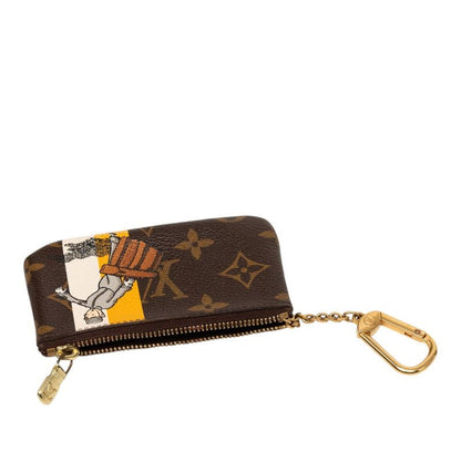 Louis Vuitton Monogram Pochette Cles Belbow Coin Case Brown Yellow — view 4