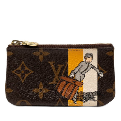 Louis Vuitton Monogram Pochette Cles Belbow Coin Case Brown Yellow